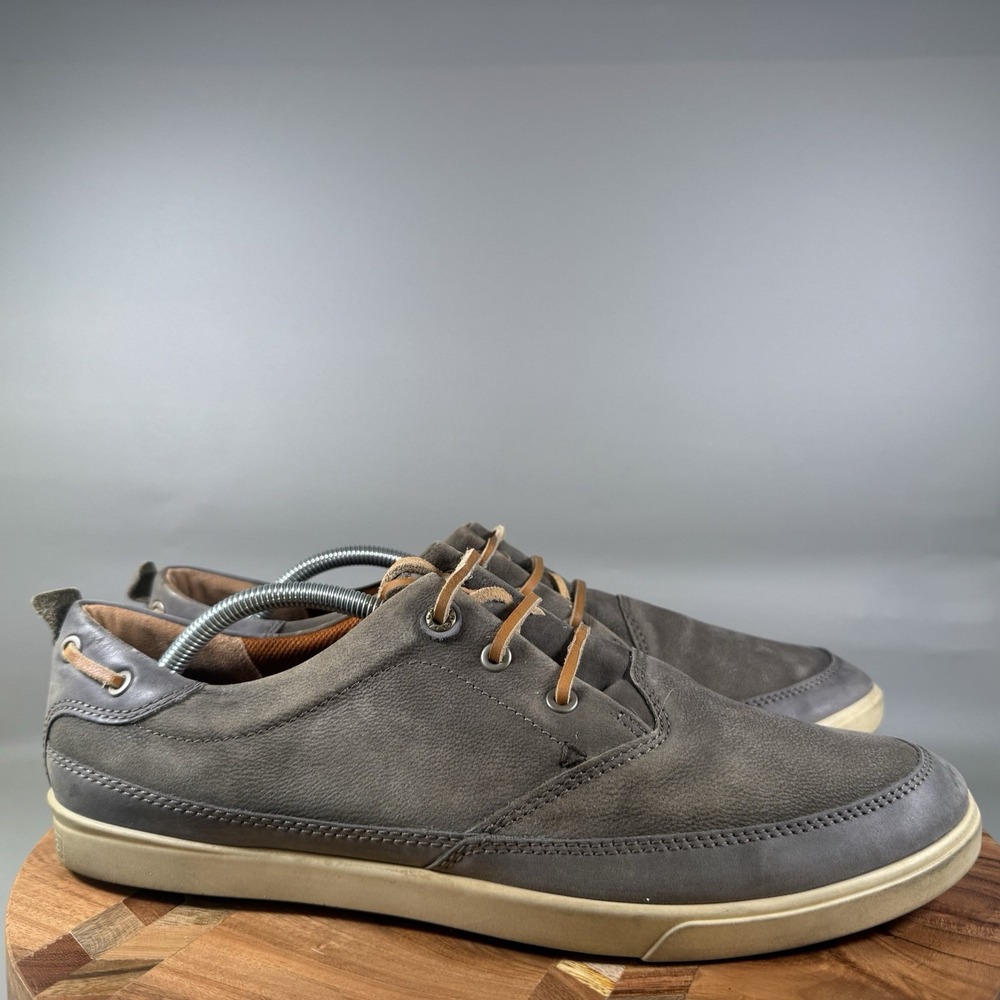 Ecco Mens‎ Collin 2.0 Leather Grey Sneakers Shoes Casual Business EU 46 US 12